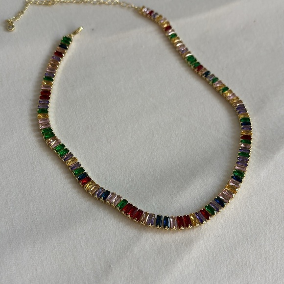 Brand new 14k gold plated 6.50ct gemstone tennis necklace - Picture 2 of 7